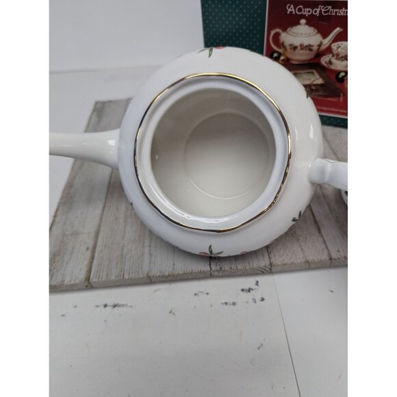 Vintage A Cup of Christmas Tea Full Size Teapot Waldman House Press in Box - Picture 5 of 9